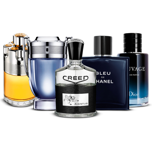 Combination of 5 men's perfumes – Azzaro Wanted, Invictus, Creed Aventus, Bleu de Chanel and Sauvage [100 ml each]